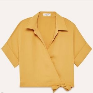 Aritzia | Babaton Ozana tie front blouse, large, Cairo gold (yellow)